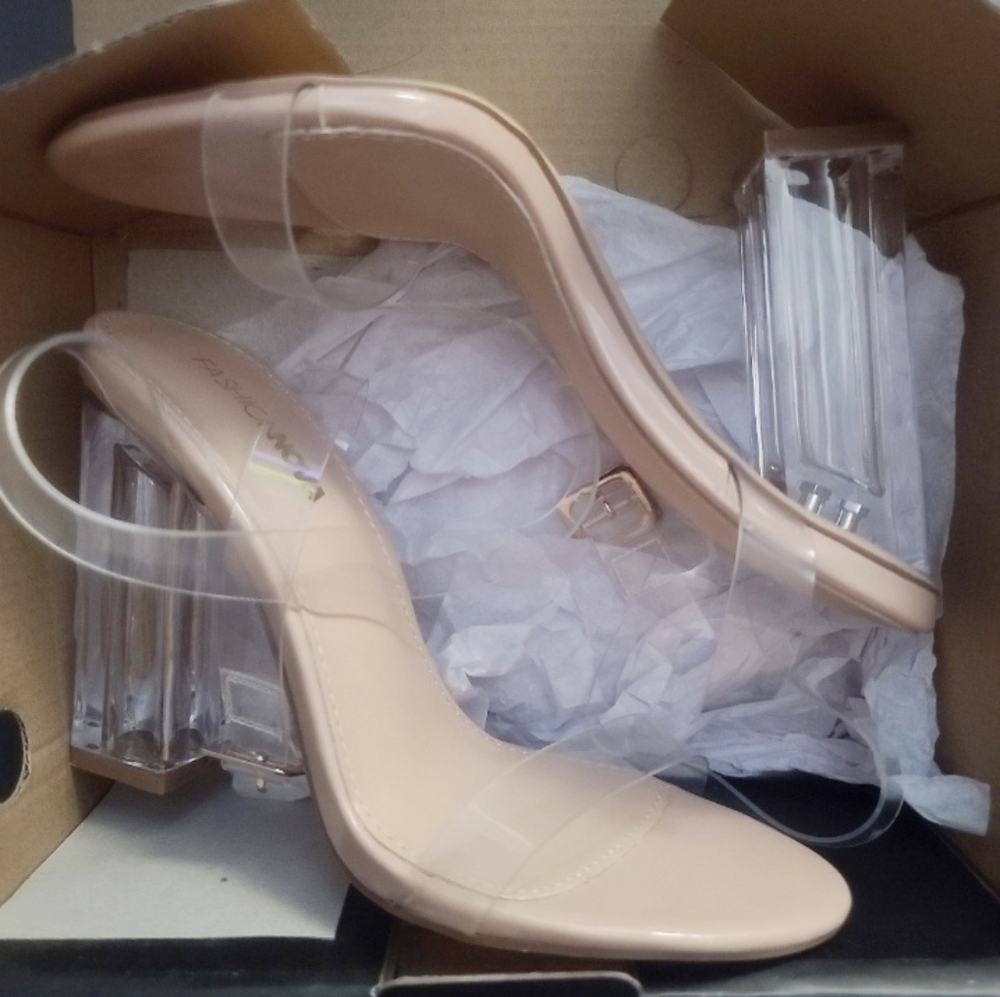 Clear strap heel